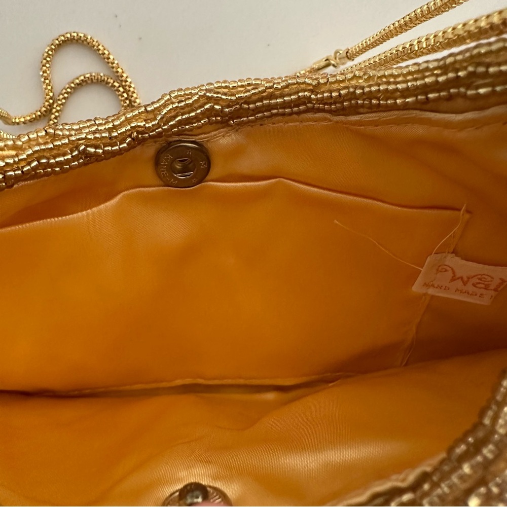 Vintage Walborg Beaded Crescent Convertible Evening Bag in Gold 8" x 6" - Picture 7 of 7